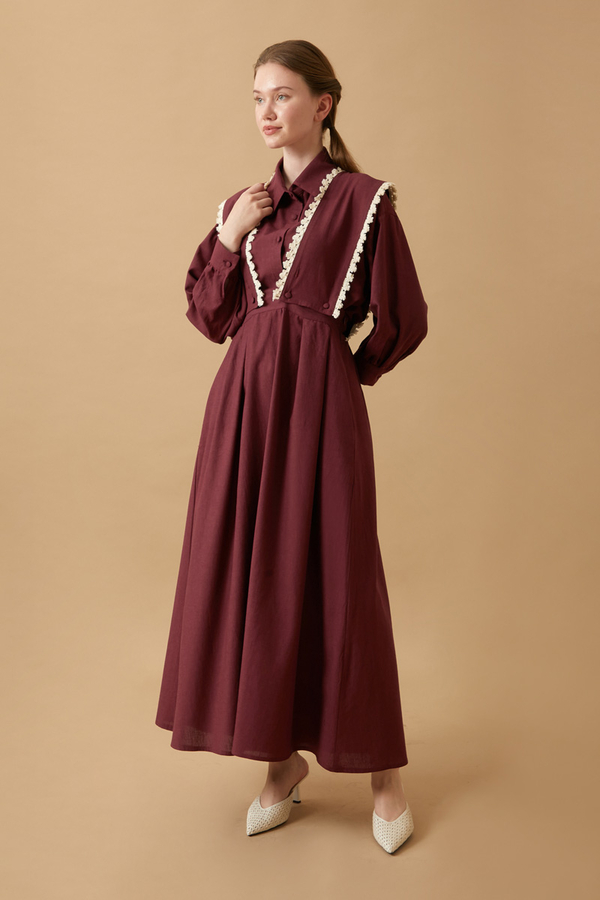 Lace Pinafore Burgundy - 17