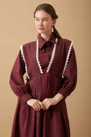 Lace Pinafore Burgundy - 18