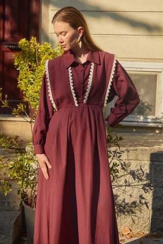 Lace Pinafore Burgundy - 4