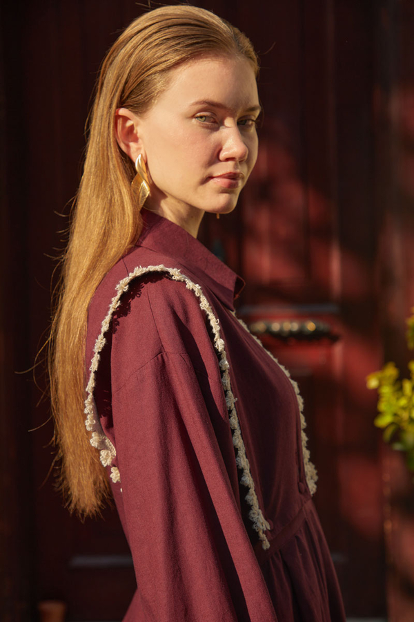 Lace Pinafore Burgundy - 5