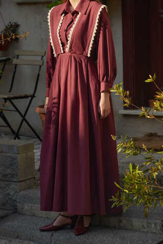 Lace Pinafore Burgundy - 6