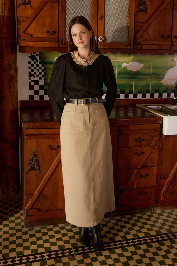 Dantelli Kısa Süet Gömlek Siyah - 4