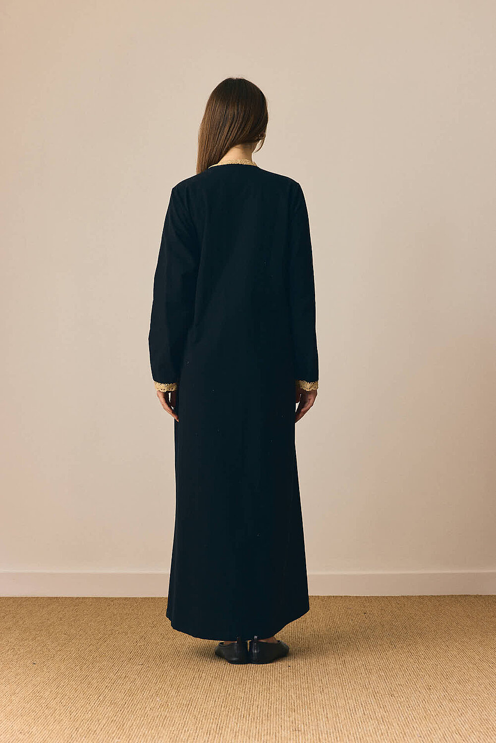 Dantelli Kruvaze Abaya Siyah - 5