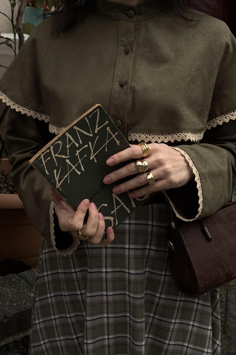 Dantelli Süet Gömlek Haki