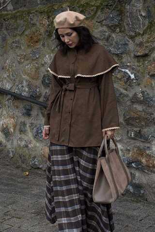 Dantelli Süet Gömlek Kahverengi - 4