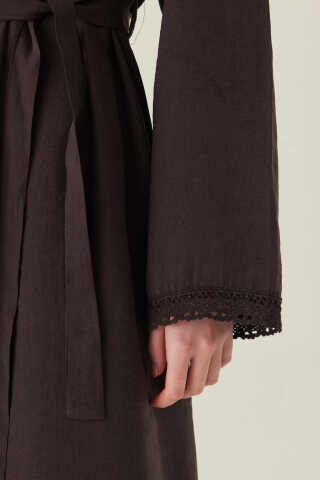 Dantelli Tensel Elbise Acı Kahve - 3