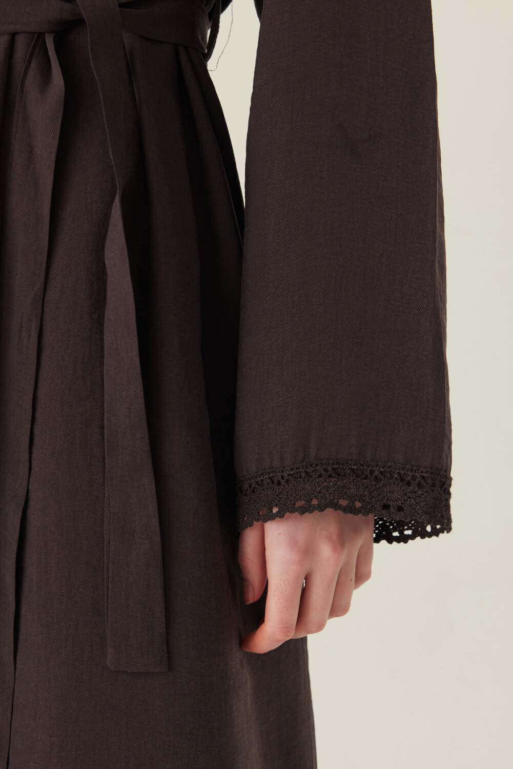 Dantelli Tensel Elbise Acı Kahve - 3