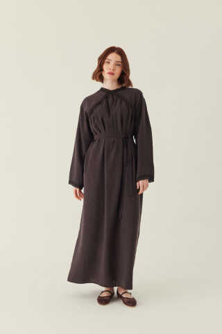 Dantelli Tensel Elbise Acı Kahve - 2