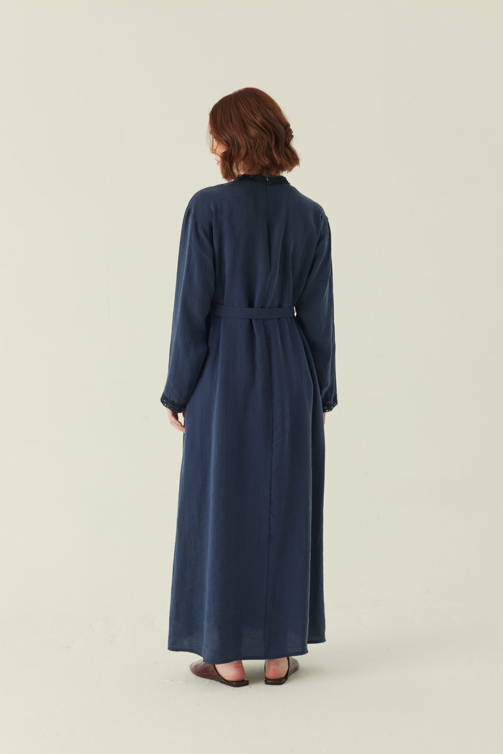 Dantelli Tensel Elbise Lacivert - 6