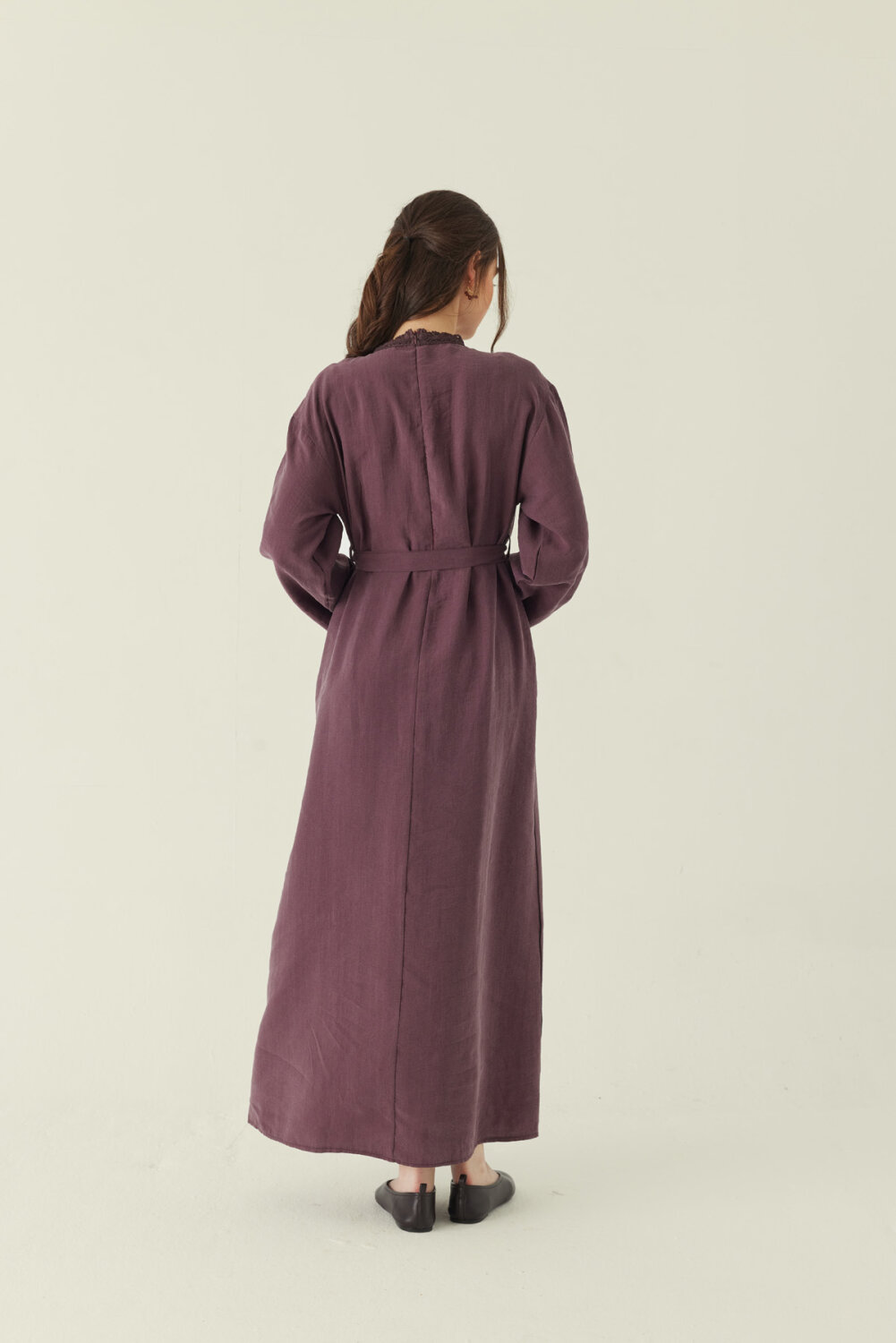 Dantelli Tensel Elbise Mürdüm - 3