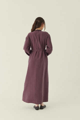 Dantelli Tensel Elbise Mürdüm - 3