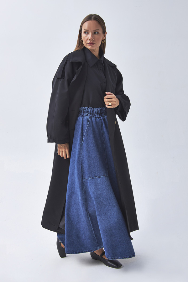 Dart Detail Double Breasted Trenchcoat Black - 2