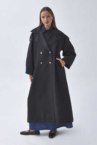 Dart Detail Double Breasted Trenchcoat Black - 5