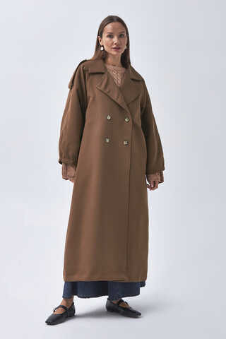 Dart Detail Double Breasted Trenchcoat Brown - 5