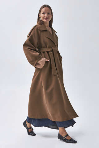 Dart Detail Double Breasted Trenchcoat Brown - 2
