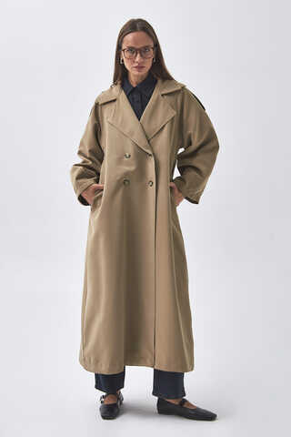 Dart Detail Double Breasted Trenchcoat Camel - 5