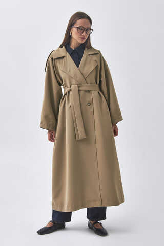 Dart Detail Double Breasted Trenchcoat Camel - 4