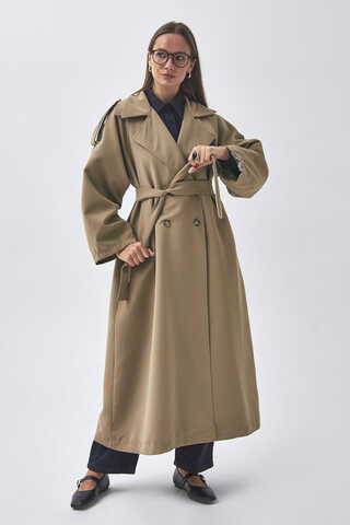 Dart Detail Double Breasted Trenchcoat Camel