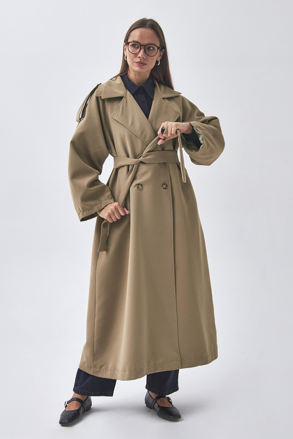 Dart Detail Double Breasted Trenchcoat Camel 