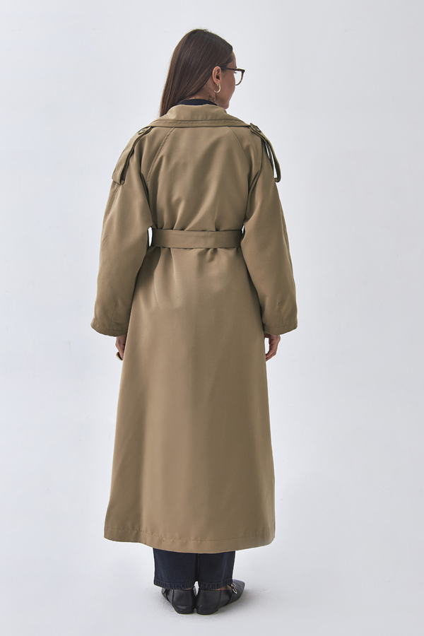 Dart Detail Double Breasted Trenchcoat Camel - 12