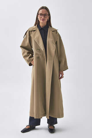 Dart Detail Double Breasted Trenchcoat Camel - 9