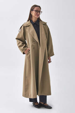 Dart Detail Double Breasted Trenchcoat Camel - 6