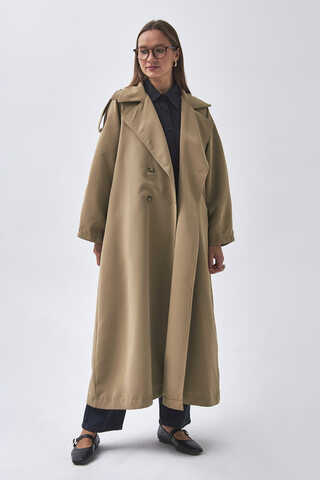 Dart Detail Double Breasted Trenchcoat Camel - 8