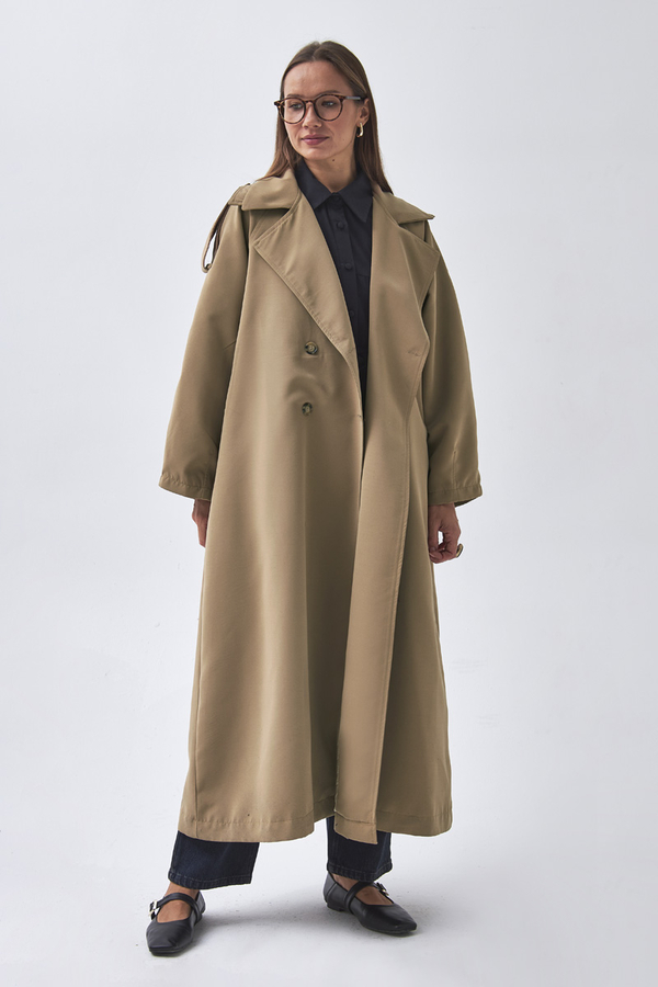 Dart Detail Double Breasted Trenchcoat Camel - 8