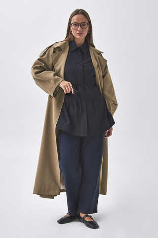 Dart Detail Double Breasted Trenchcoat Camel - 3