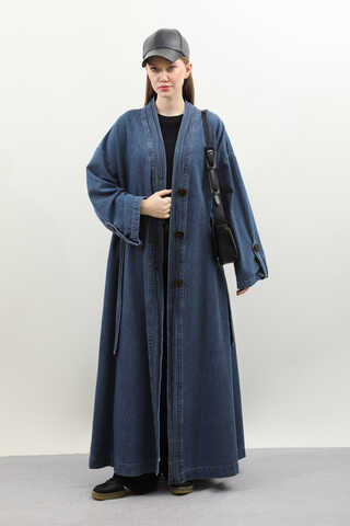 Denim Abaya Kap Açık Mavi - 15