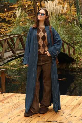 Denim Abaya Kap Açık Mavi - 7