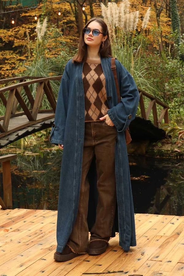 Denim Abaya Kap Açık Mavi - 7