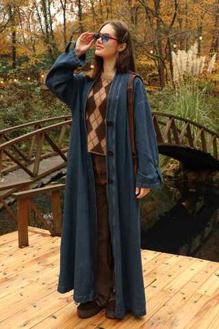 Denim Abaya Kap Açık Mavi - 9