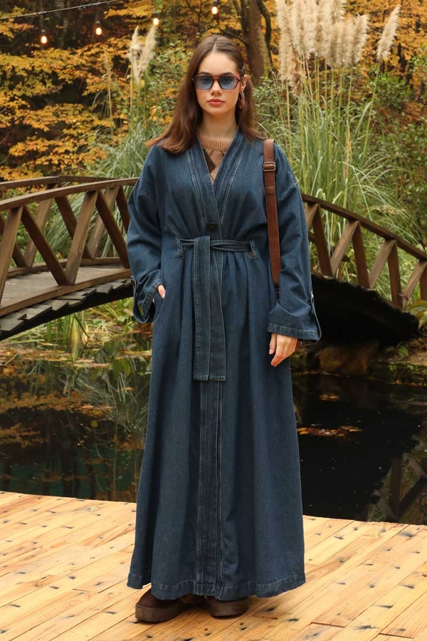 Denim Abaya Kap Açık Mavi - 12