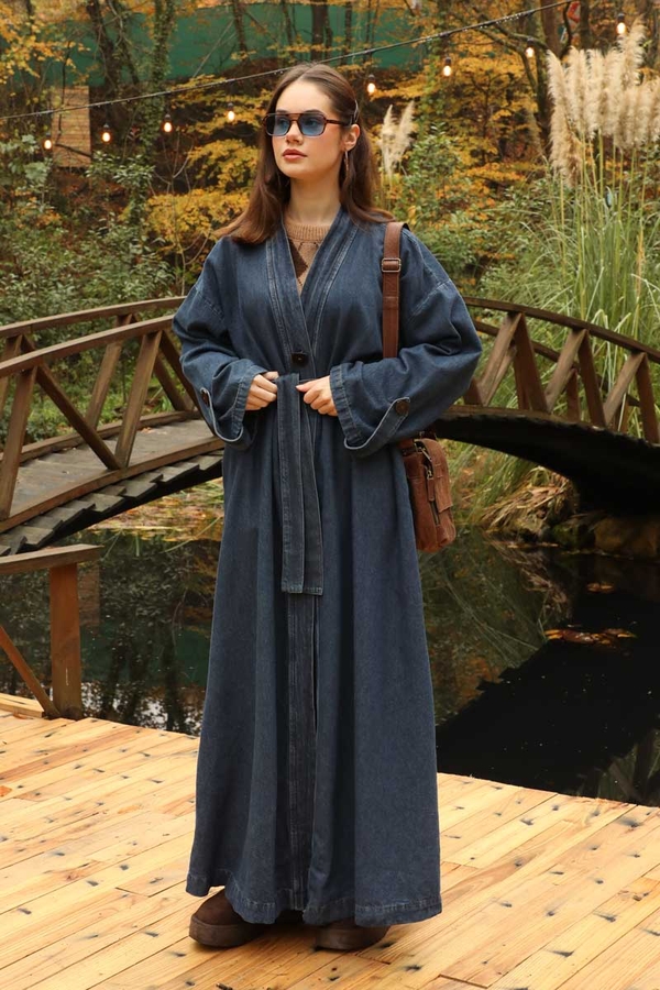 Denim Abaya Kap Açık Mavi - 1