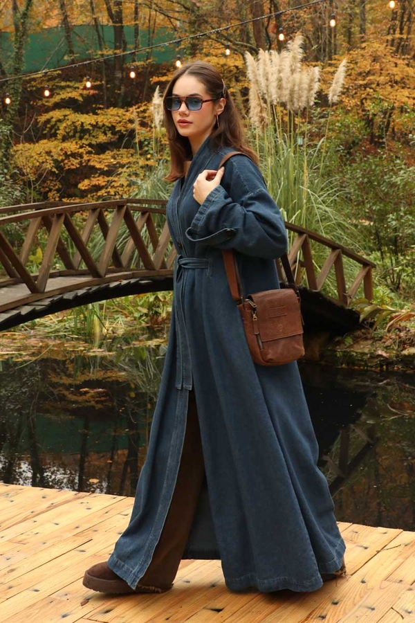 Denim Abaya Kap Açık Mavi - 3