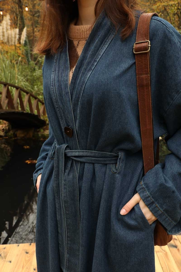 Denim Abaya Kap Açık Mavi - 2