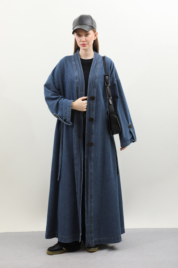 Denim Abaya Kap Açık Mavi - 15