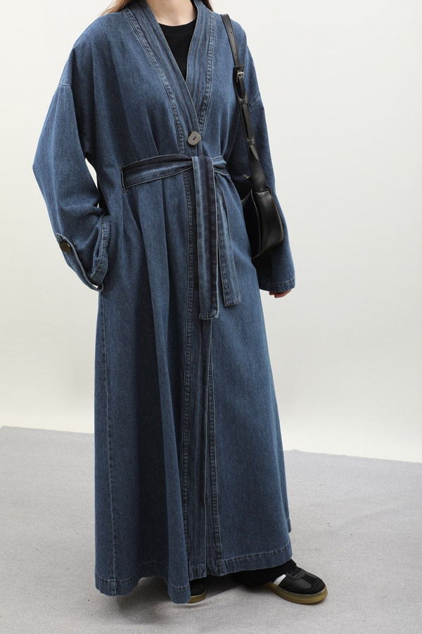 Denim Abaya Kap Açık Mavi - 19