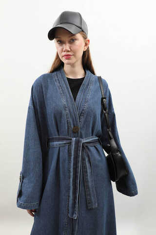 Denim Abaya Kap Açık Mavi - 14