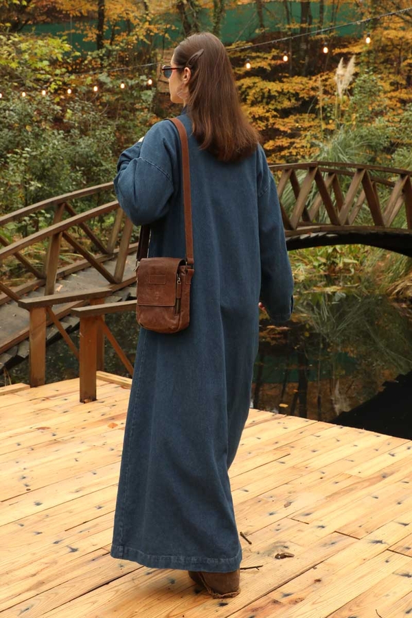 Denim Abaya Kap Açık Mavi - 13
