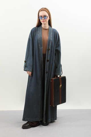 Denim Abaya Kap Koyu Mavi - 2