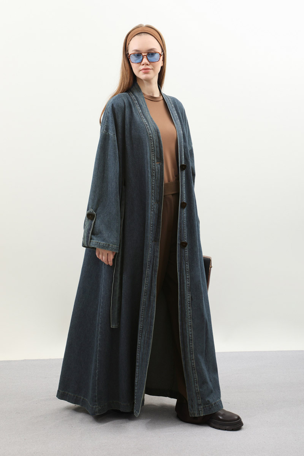 Denim Abaya Kap Koyu Mavi - 3