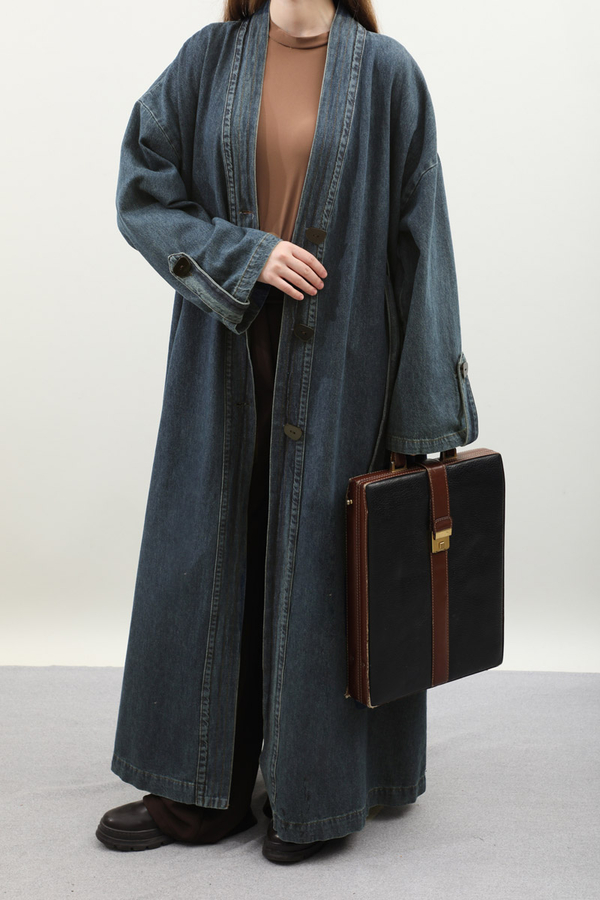 Denim Abaya Kap Koyu Mavi - 4