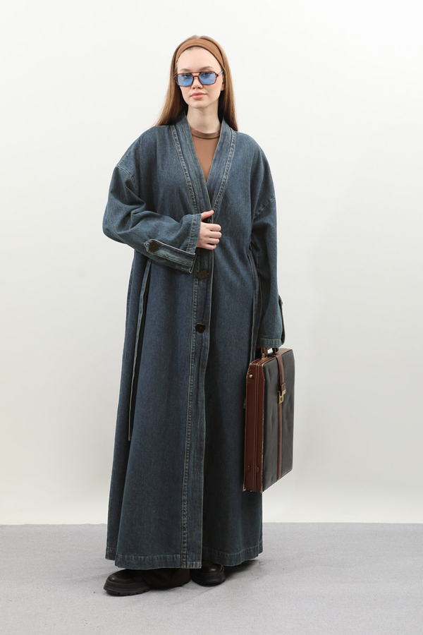Denim Abaya Kap Koyu Mavi - 5