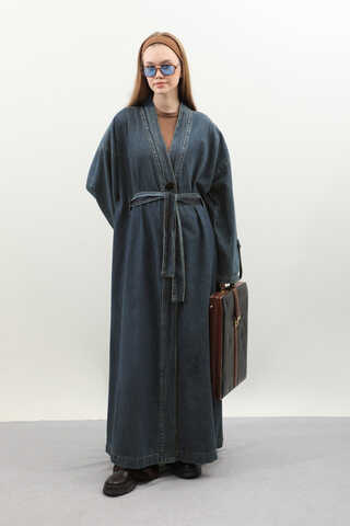 Denim Abaya Kap Koyu Mavi - 6
