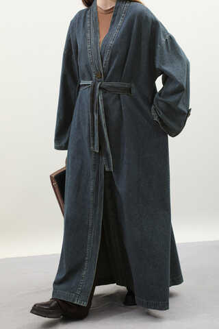 Denim Abaya Kap Koyu Mavi - 1