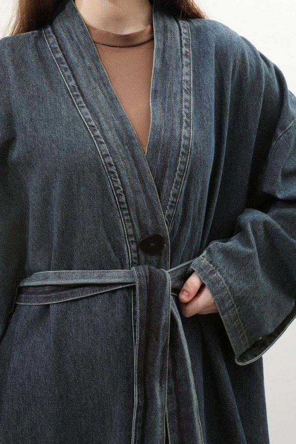 Denim Abaya Kap Koyu Mavi - 10