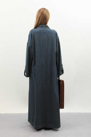 Denim Abaya Kap Koyu Mavi - 12