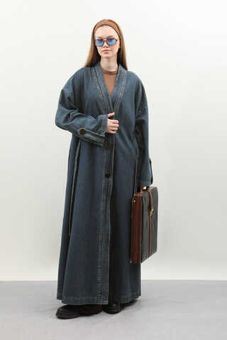 Denim Abaya Kap Koyu Mavi - 5